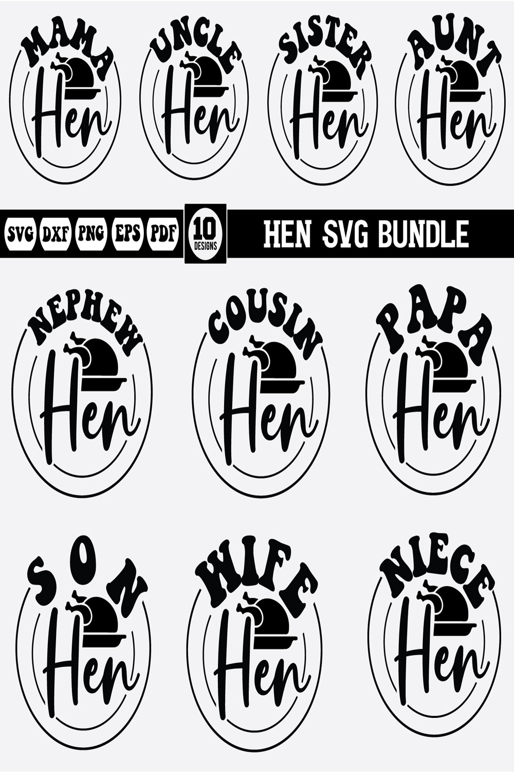 Hen Svg Bundle pinterest preview image.