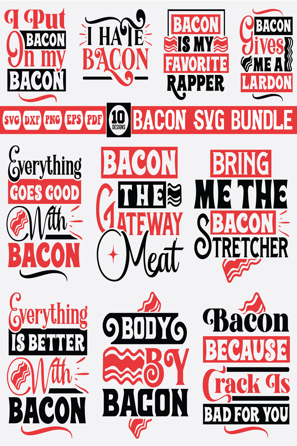 Bacon Svg Bundle pinterest preview image.