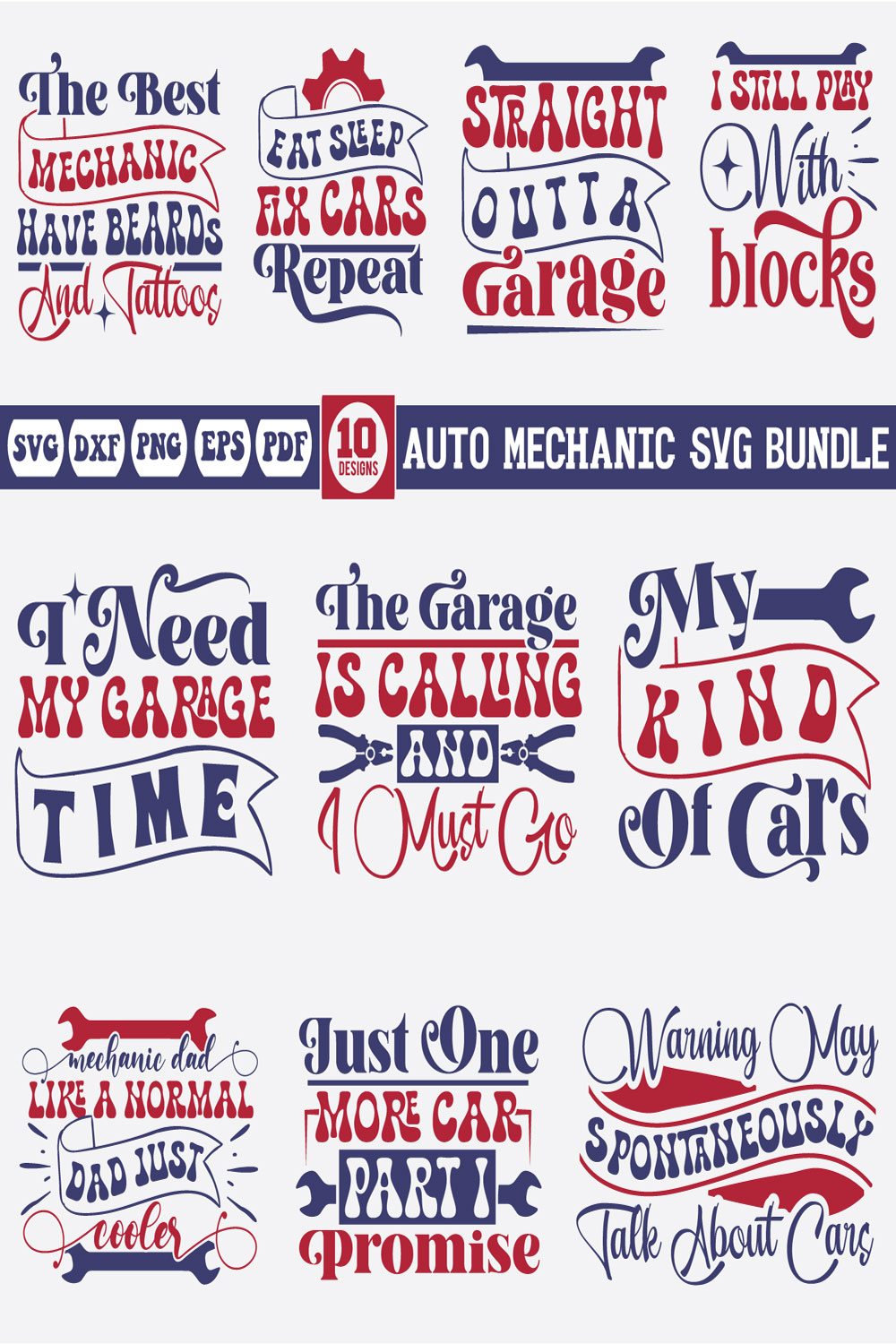 Auto Mechanic svg bundle pinterest preview image.