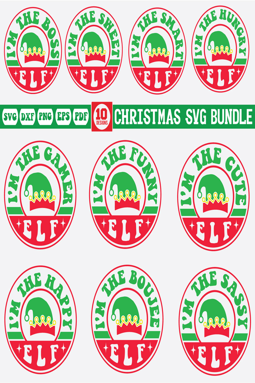 christmas Svg Bundle Vol-1 pinterest preview image.