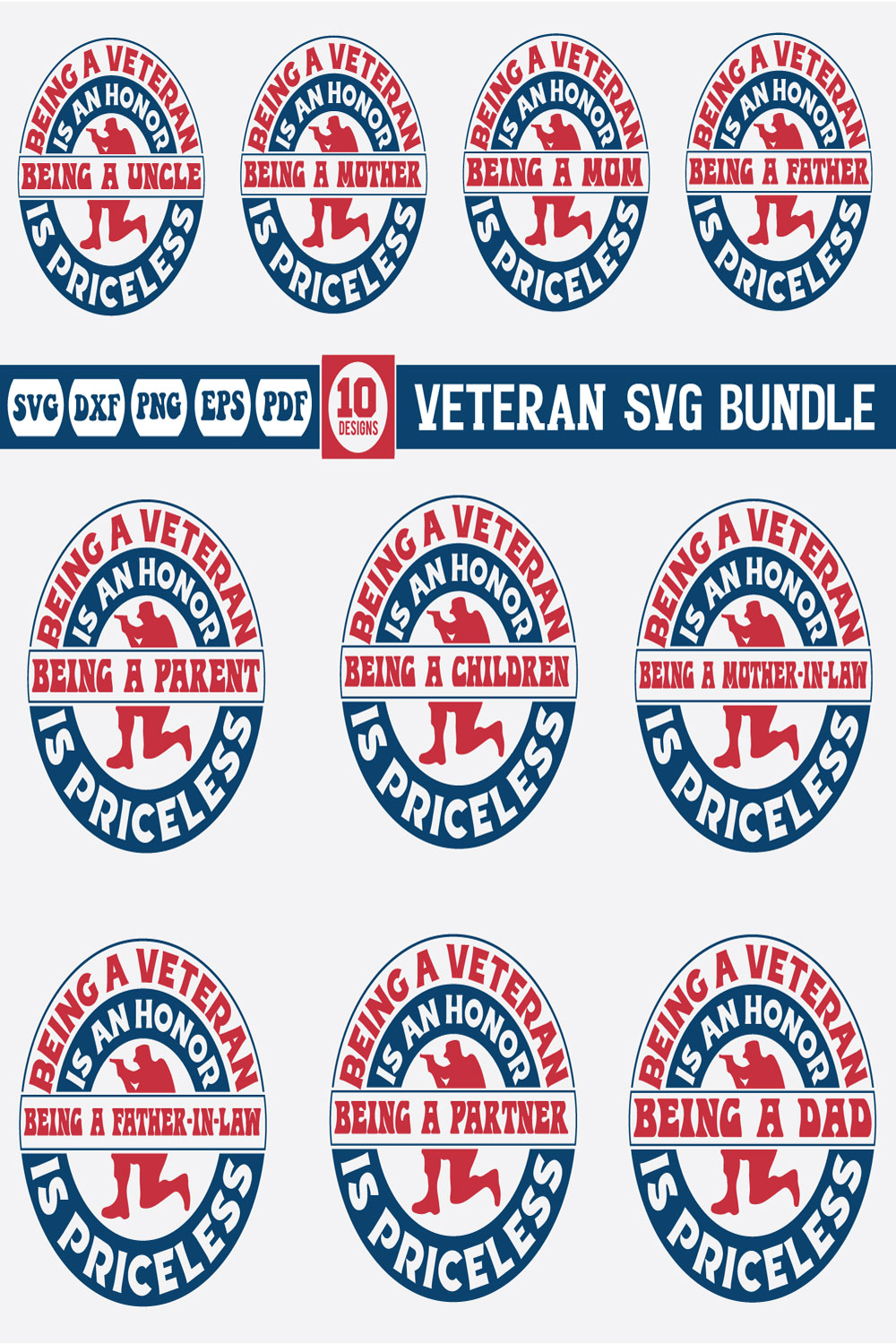 Veteran Svg Bundle Vol-1 pinterest preview image.