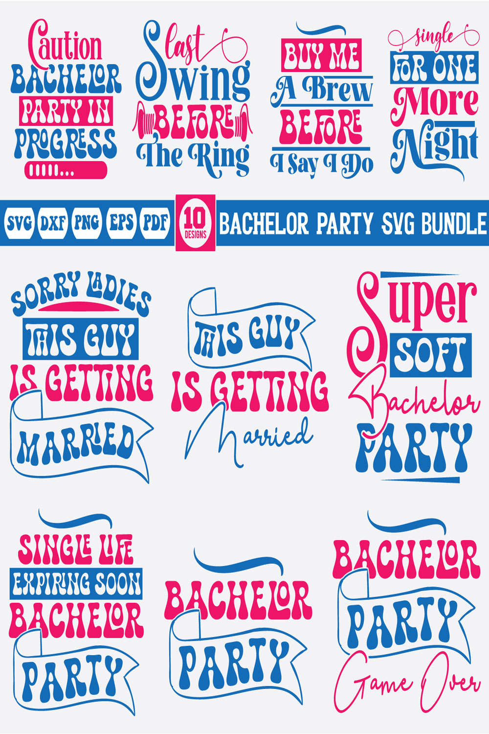 Bachelor Party svg bundle pinterest preview image.