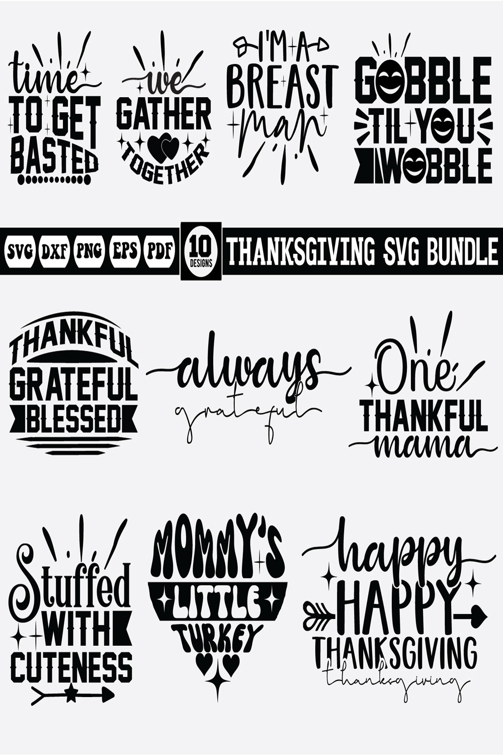 Thanksgiving SVG Bundle pinterest preview image.