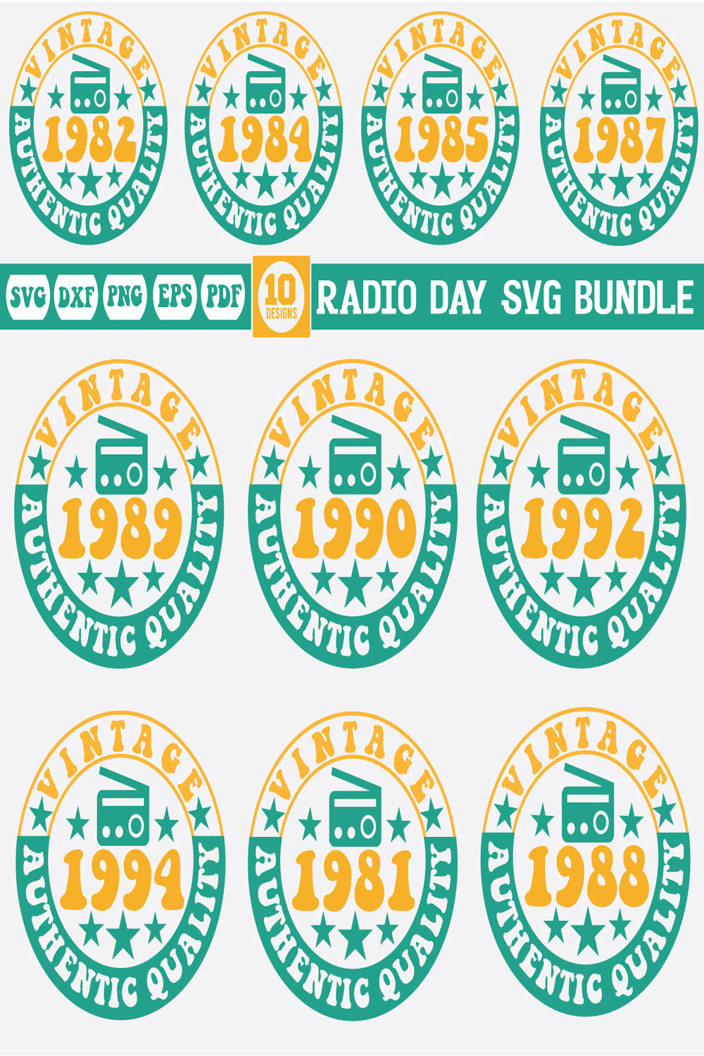 Radio Day Svg bundle ---4 pinterest preview image.