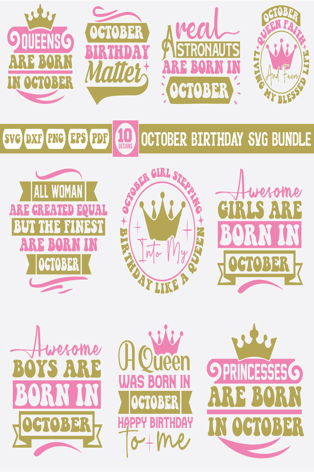 october Birthday Svg Bundle pinterest preview image.