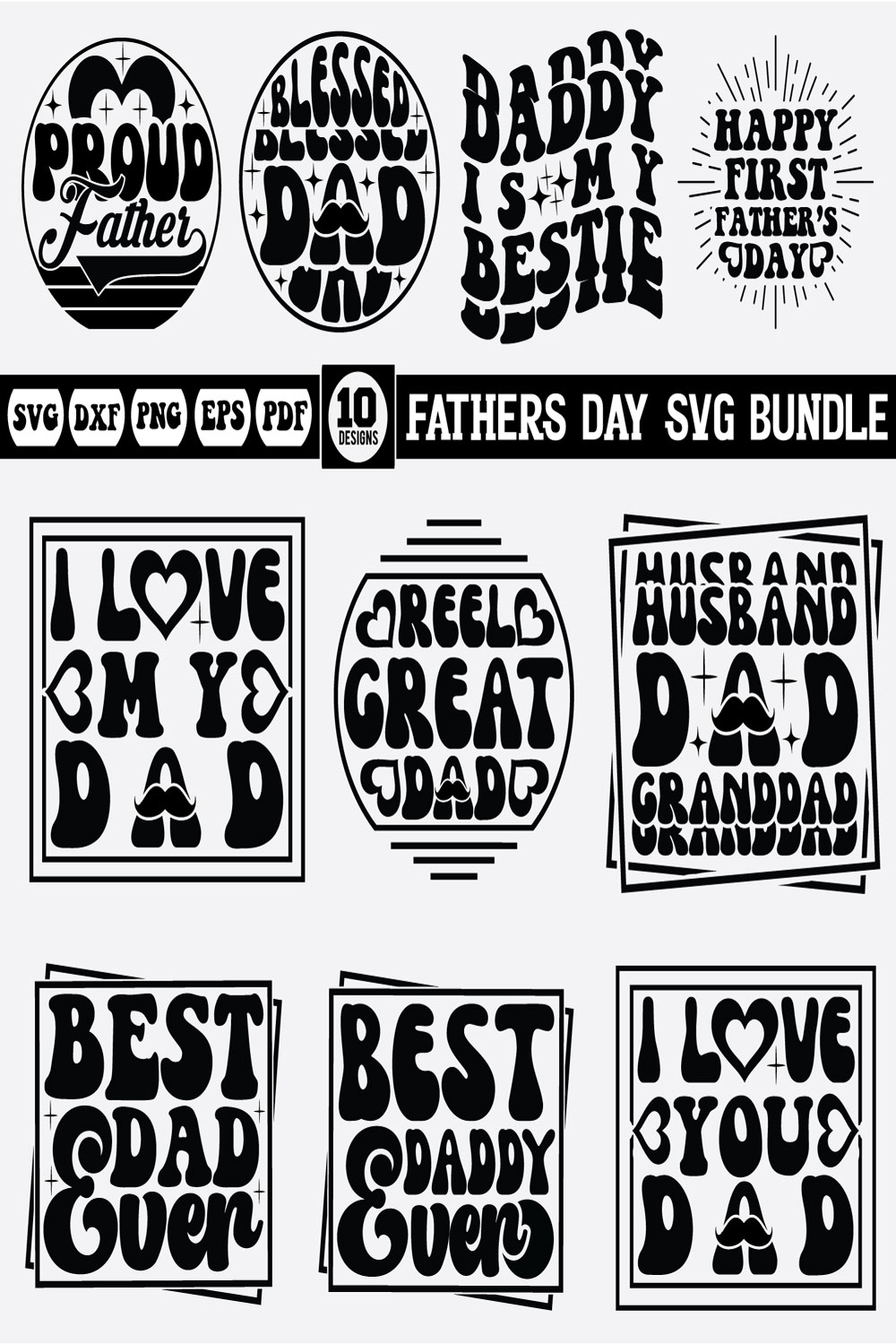 father's day Svg design bundle pinterest preview image.