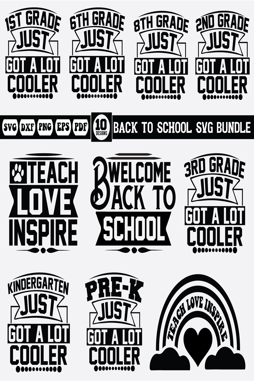 back to school Svg bundle--2 pinterest preview image.