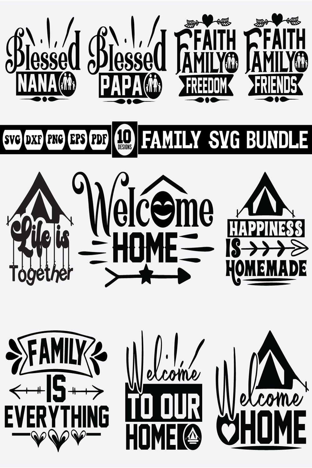 FAMILY Svg bundle pinterest preview image.