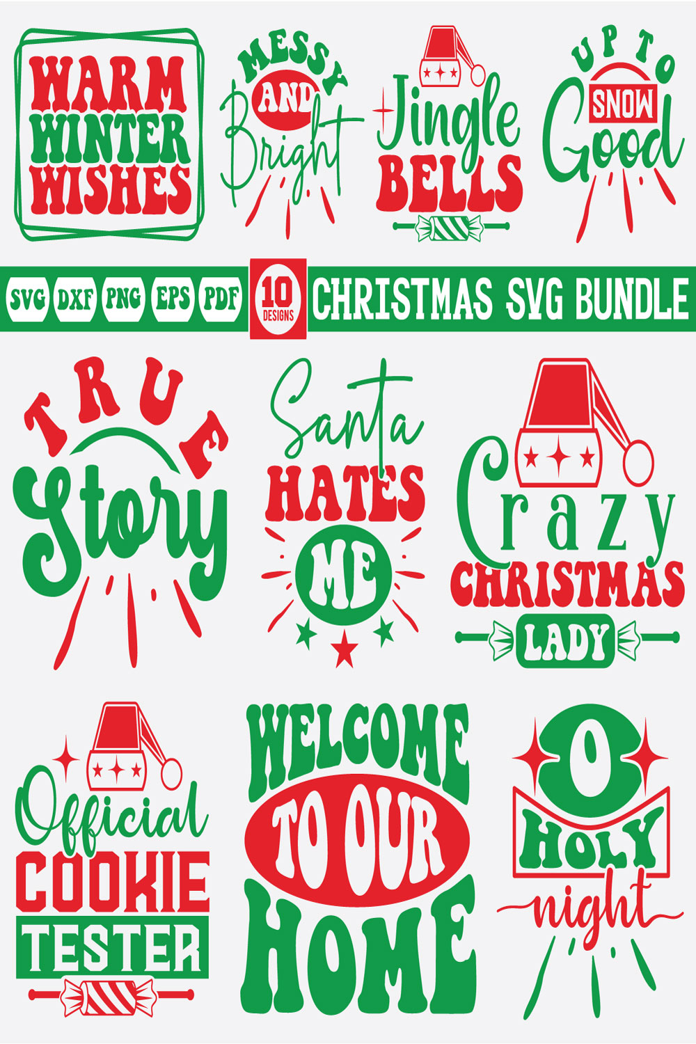 christmas svg bundle pinterest preview image.