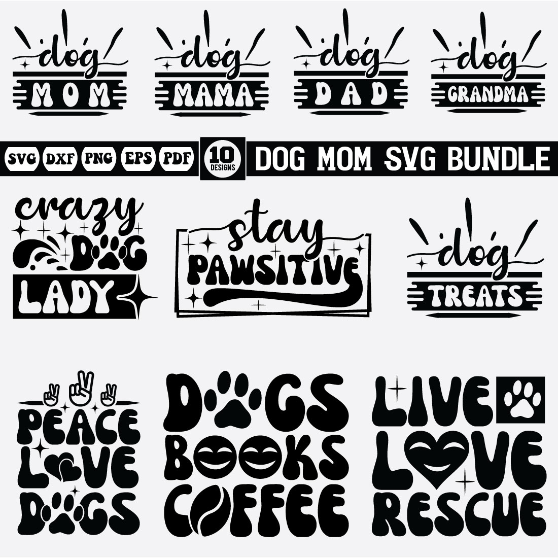 Dog Mom SVG Bundle preview image.