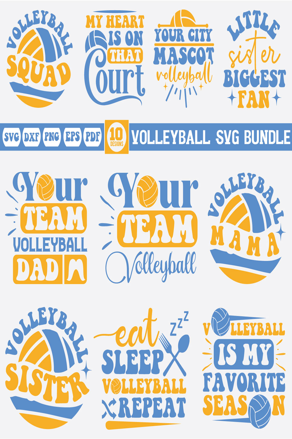 Volleyball svg bundle pinterest preview image.