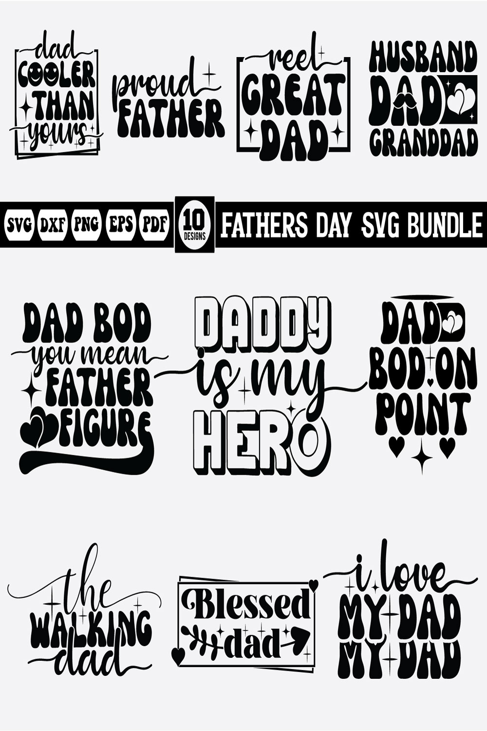 Father's Day Svg design bundle pinterest preview image.