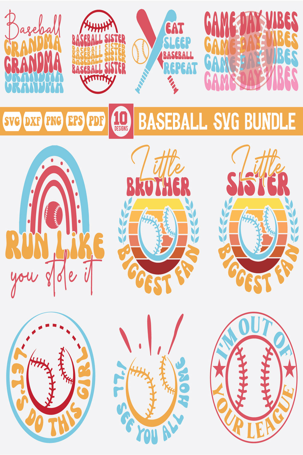 baseball Svg bundle pinterest preview image.