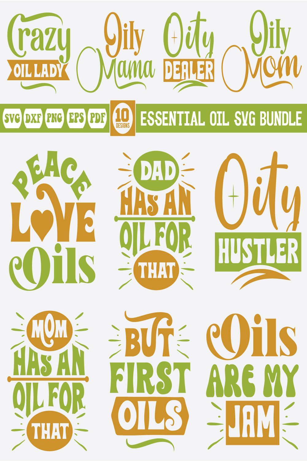 Essential Oil SVG Bundle pinterest preview image.