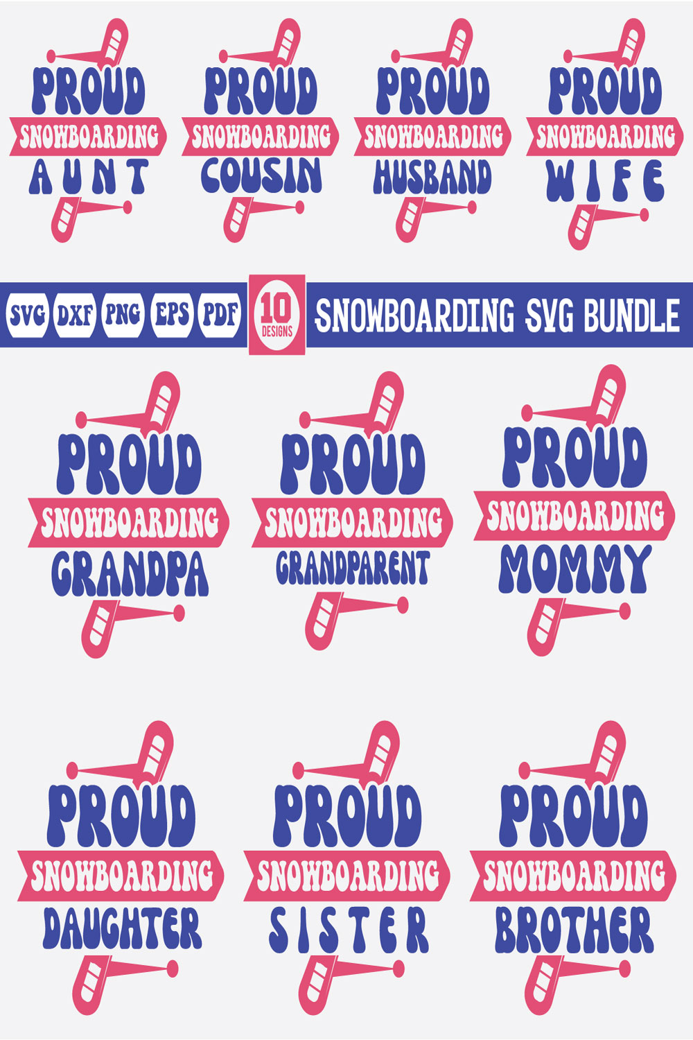 Snowboarding Svg Bundle Vol-2 pinterest preview image.