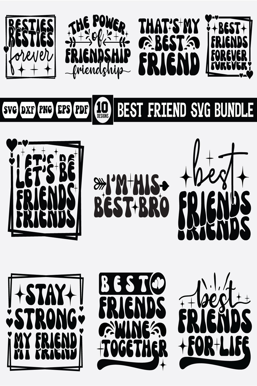 Best Friends Svg bundle pinterest preview image.