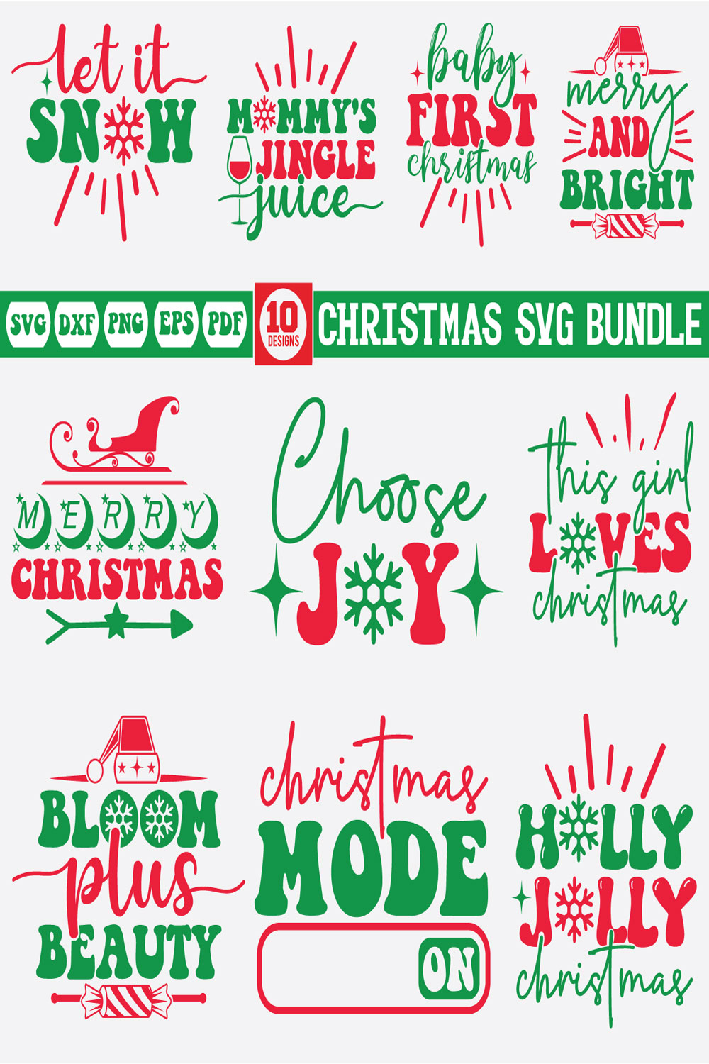 christmas Svg Bundle Vol-3 pinterest preview image.