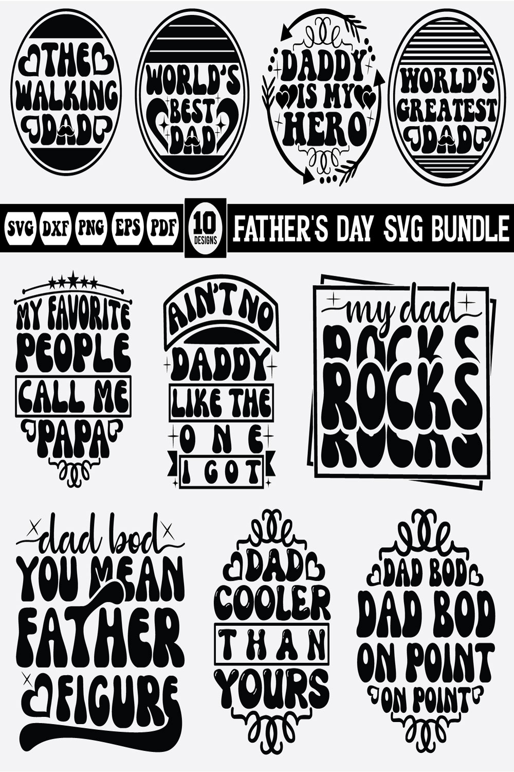 father's day Svg bundle pinterest preview image.