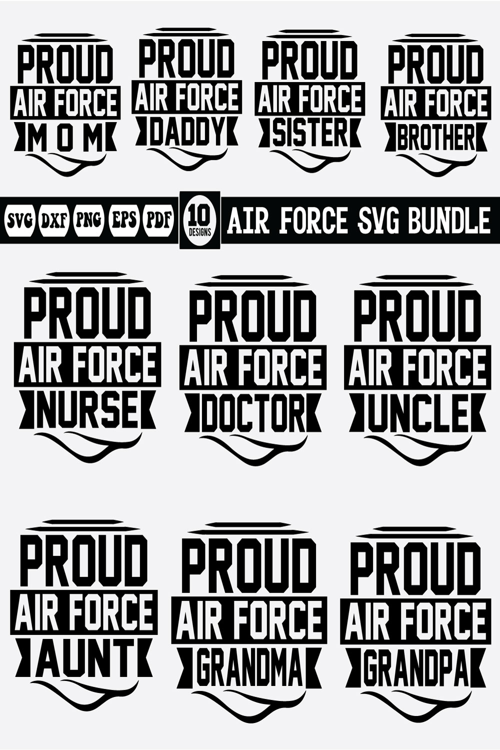 air force Svg design bundle pinterest preview image.