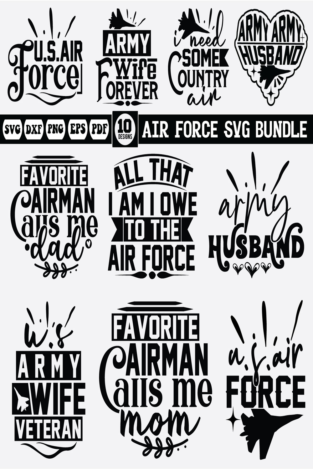 Air-Force Svg bundle--3 pinterest preview image.