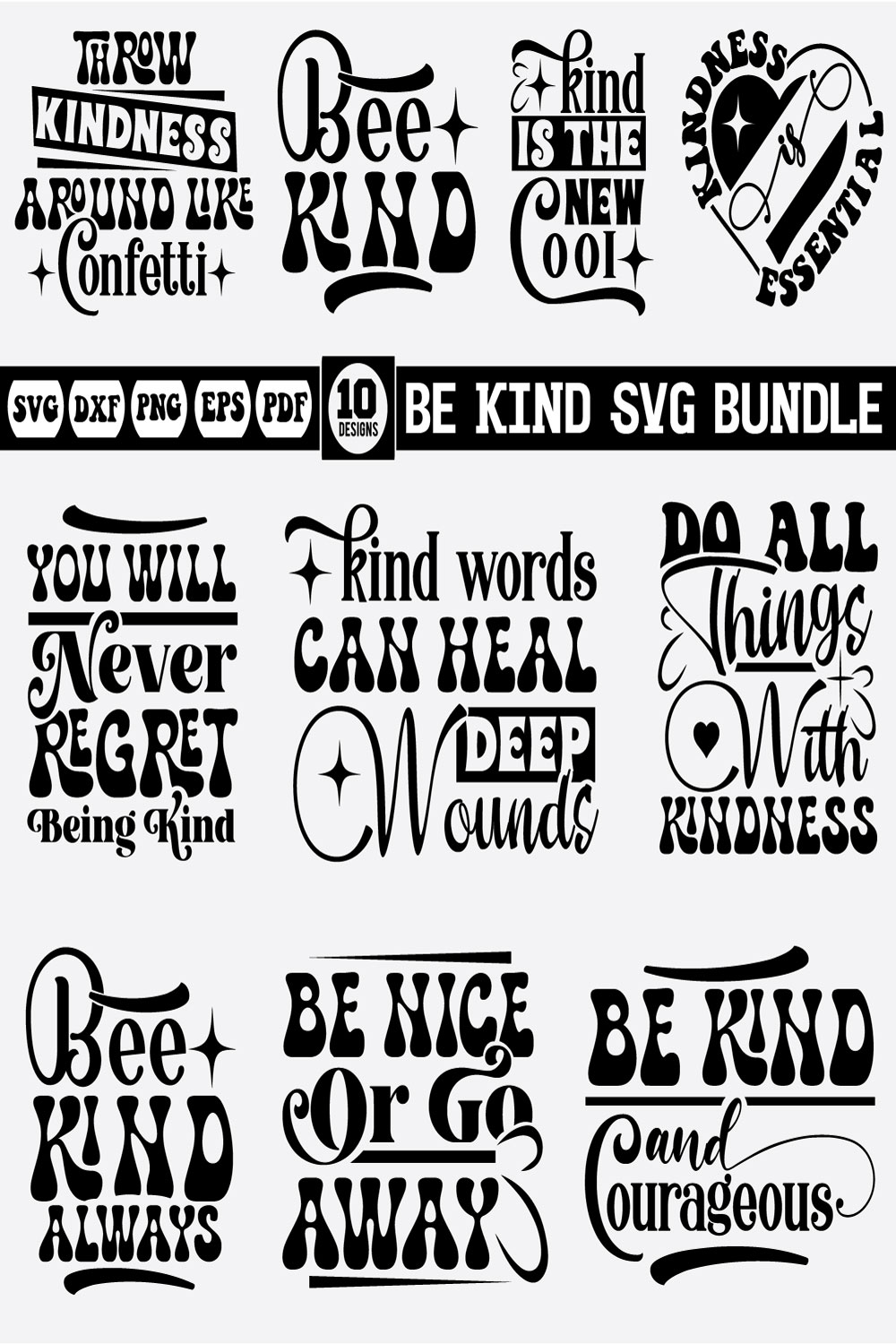 Be Kind svg bundle pinterest preview image.