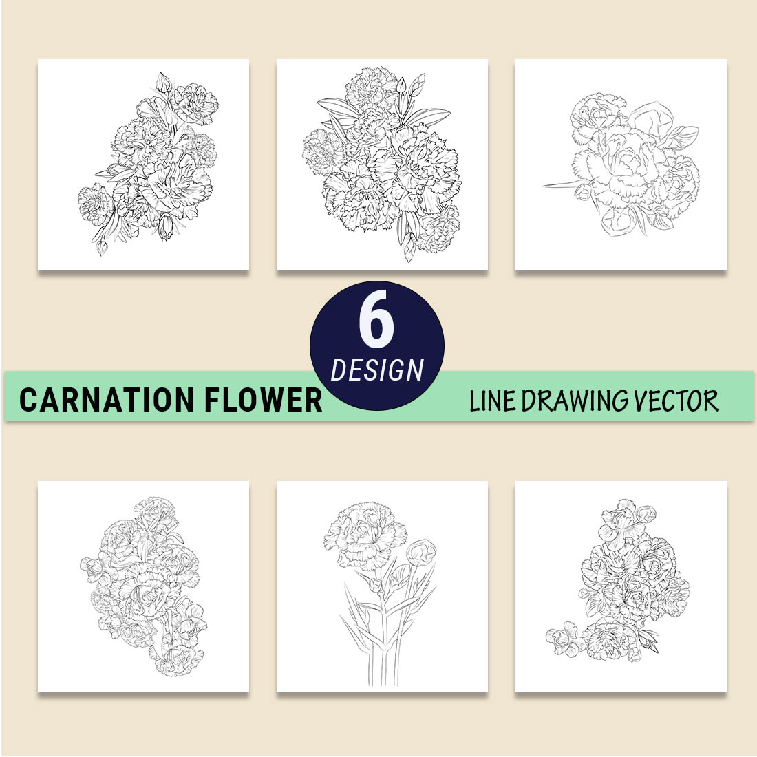 line drawing simple carnation tattoo, January line drawing simple carnation tattoo, January birth flower tattoo preview image.
