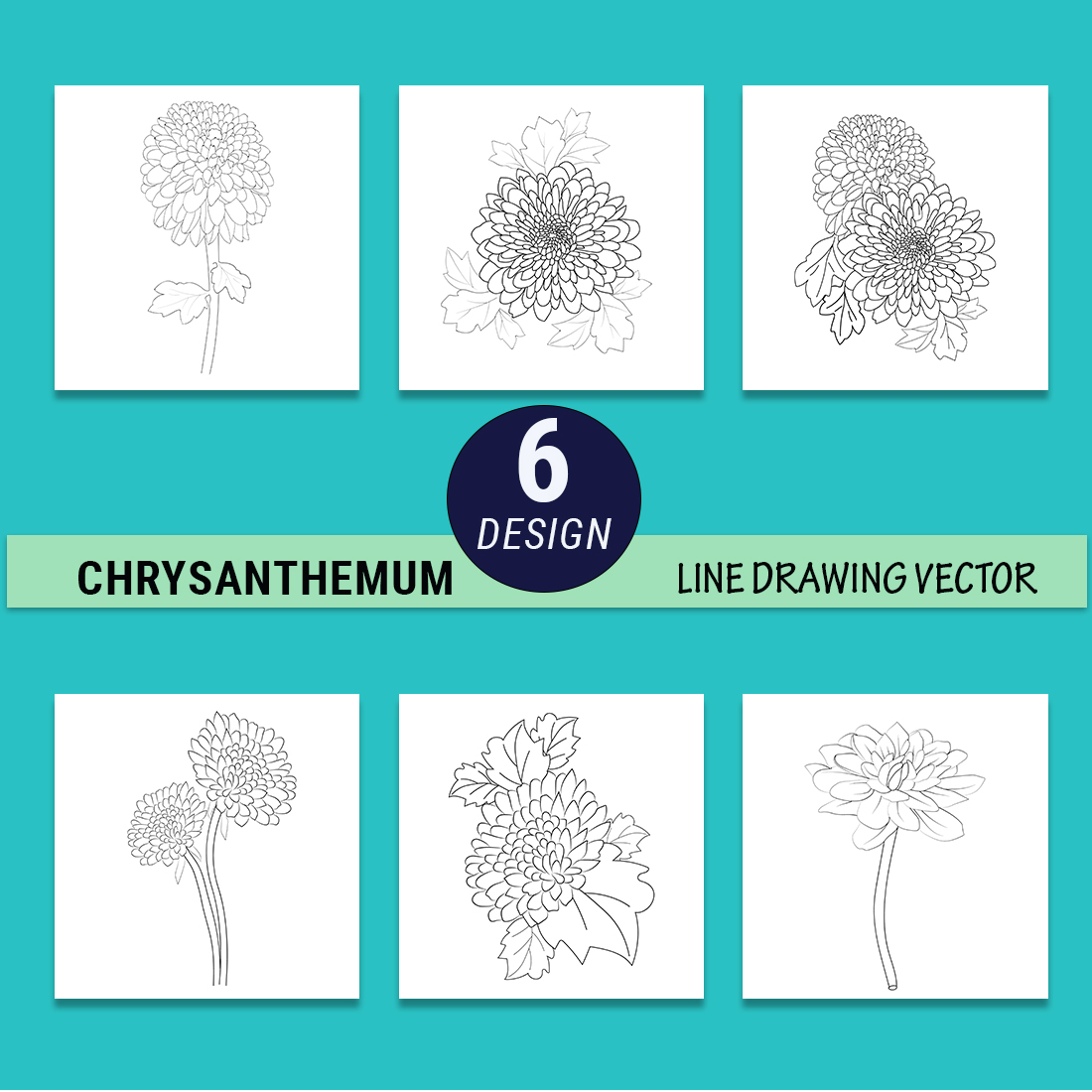 chrysanthemum tattoo design, chrysanthemum tattoo outline, Japanese chrysanthemum tattoo design, preview image.