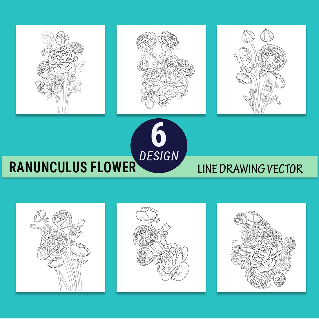 ranunculus flower drawing, sketch buttercup flower drawing, realistic buttercup flower drawing, buttercup flower clipart, botanical ranunculus drawing preview image.