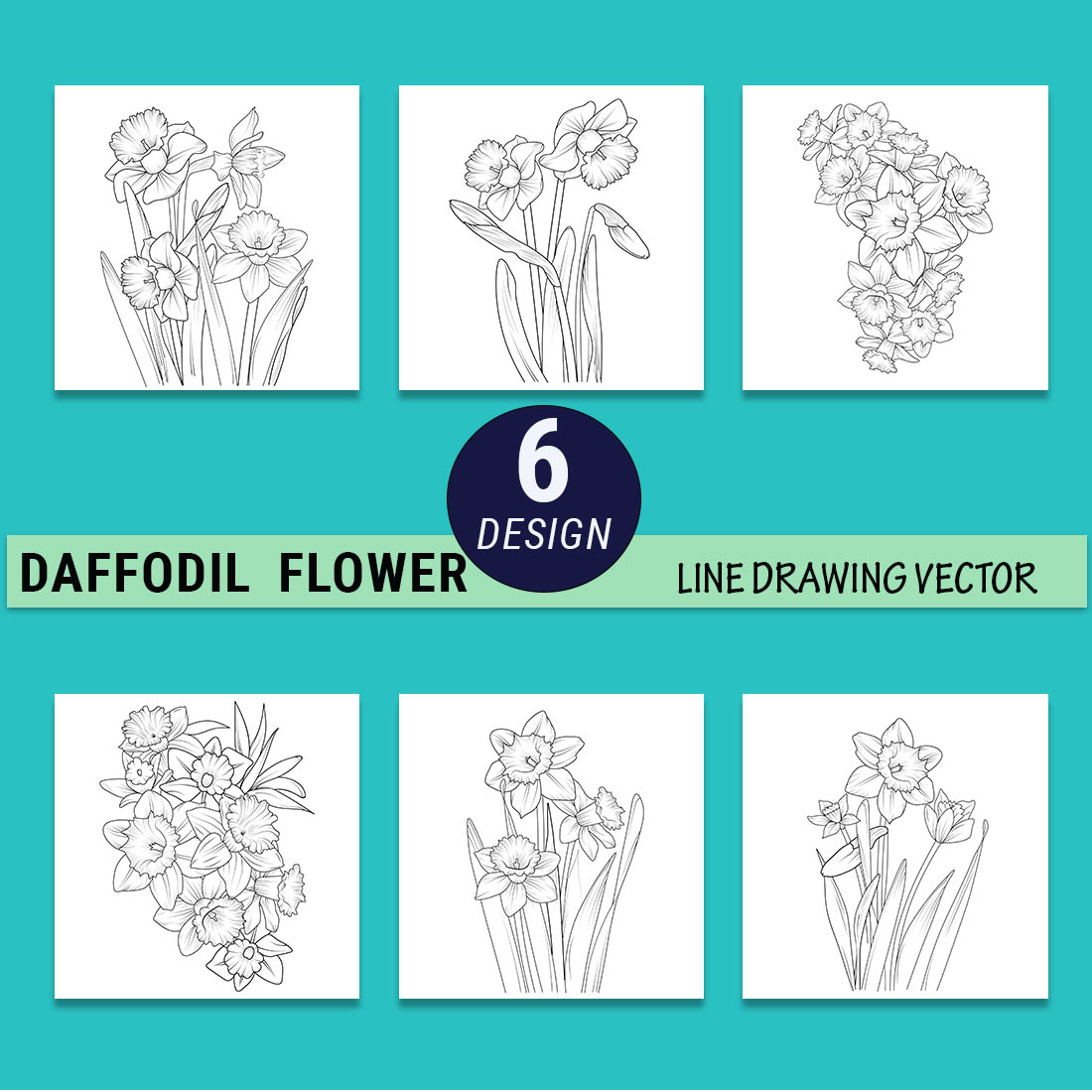 daffodil botanical drawing, hand-drawn botanical daffodil illustrations, daffodil flower doodle art, dahlia line art realistic daffodil flower drawing preview image.