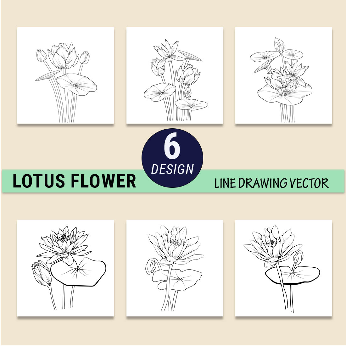 small lotus tattoo, vector lotus line art, lotus pencil art, lotus flower line drawing, lotus illustration, hand drawing lotus flowers preview image.