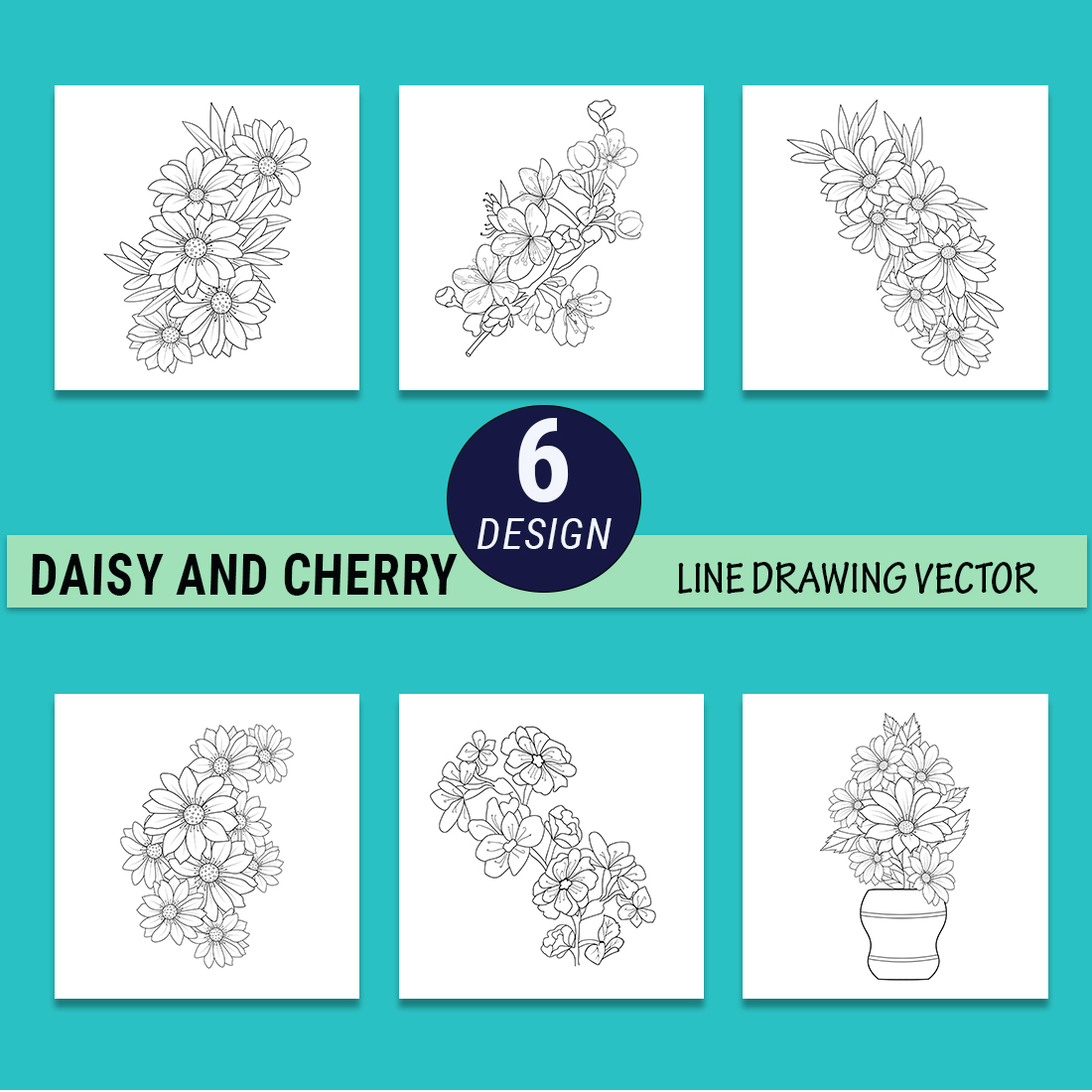 Daisy flower coloring pages, daisy flower bouquet tattoo, small daisy tattoo, cherry blossom tattoo black and white, cherry blossom drawing pencil preview image.