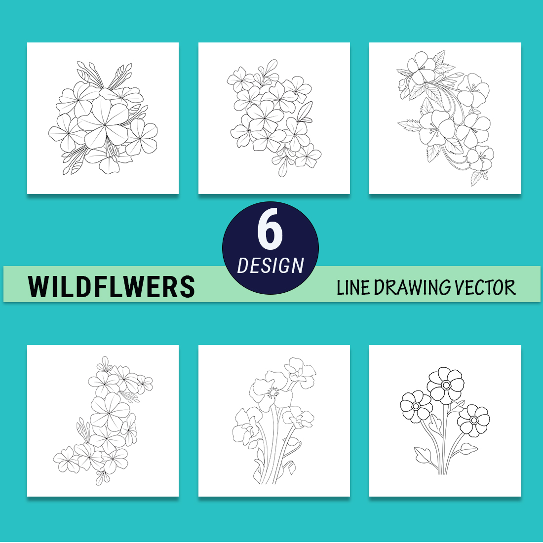 easy simple wildflower drawing, minimalist wildflower drawing, aesthesic wildflower drawing preview image.