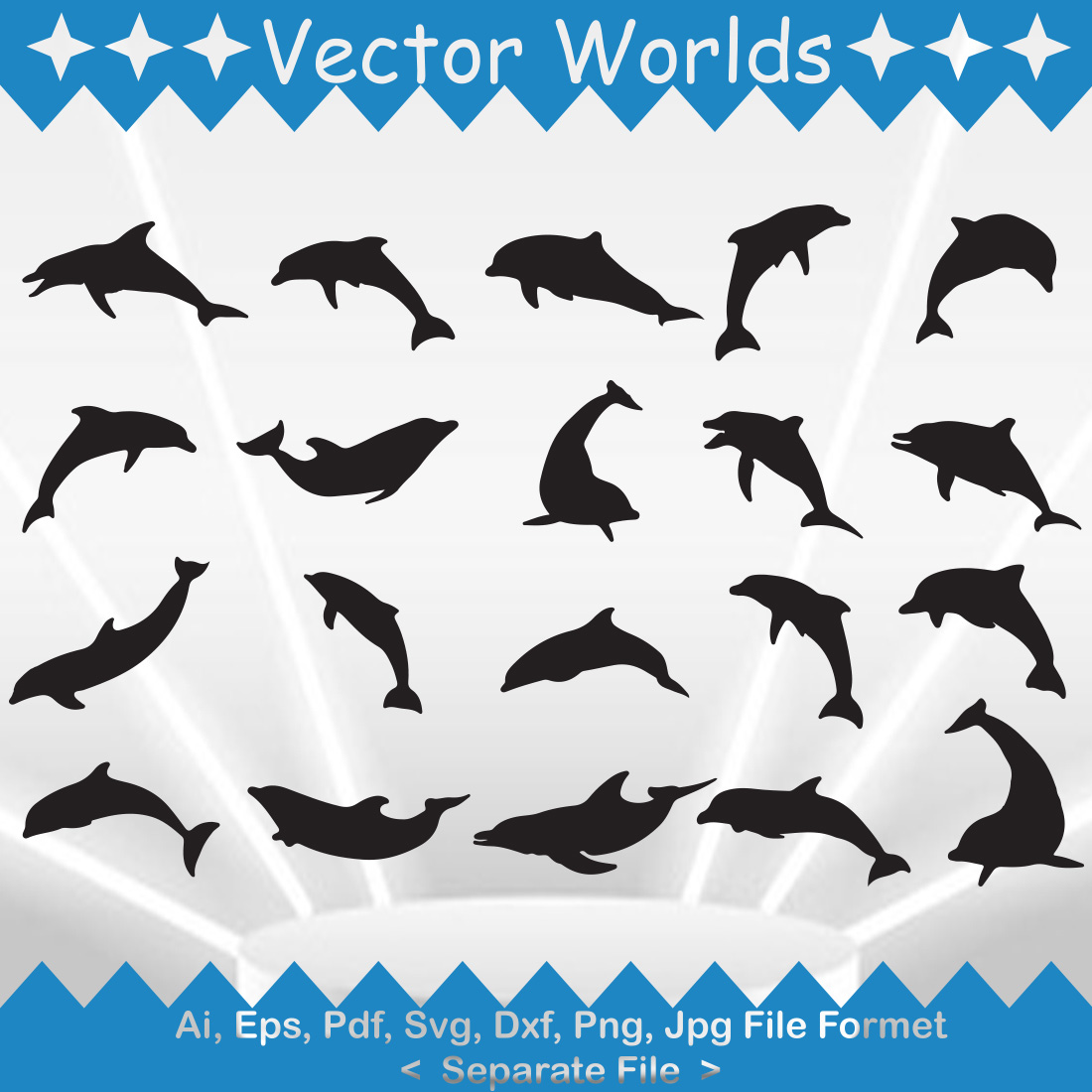 Dolphin SVG Vector Design preview image.