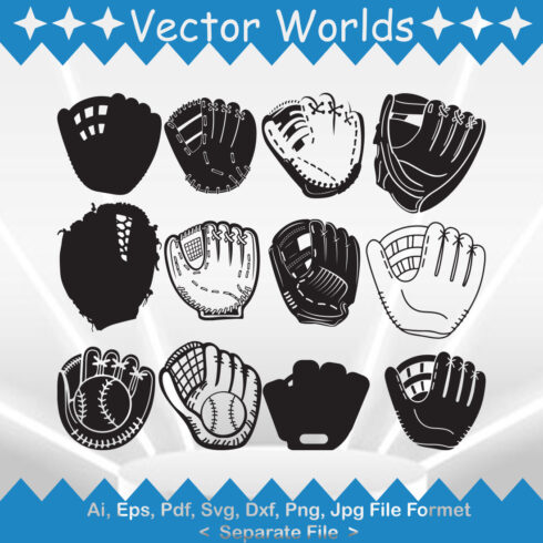 Baseball Gloves SVG Vector Design cover image.