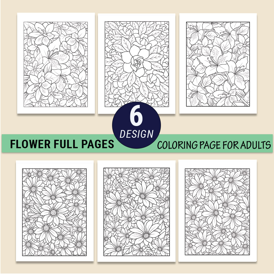 flower cluster drawing, relaxation flower coloring pages for adults, detailed flower coloring pages preview image.