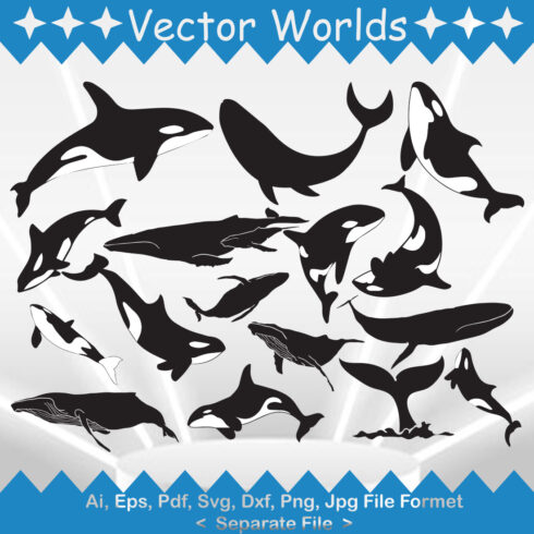 Blue Whale SVG Vector Design cover image.