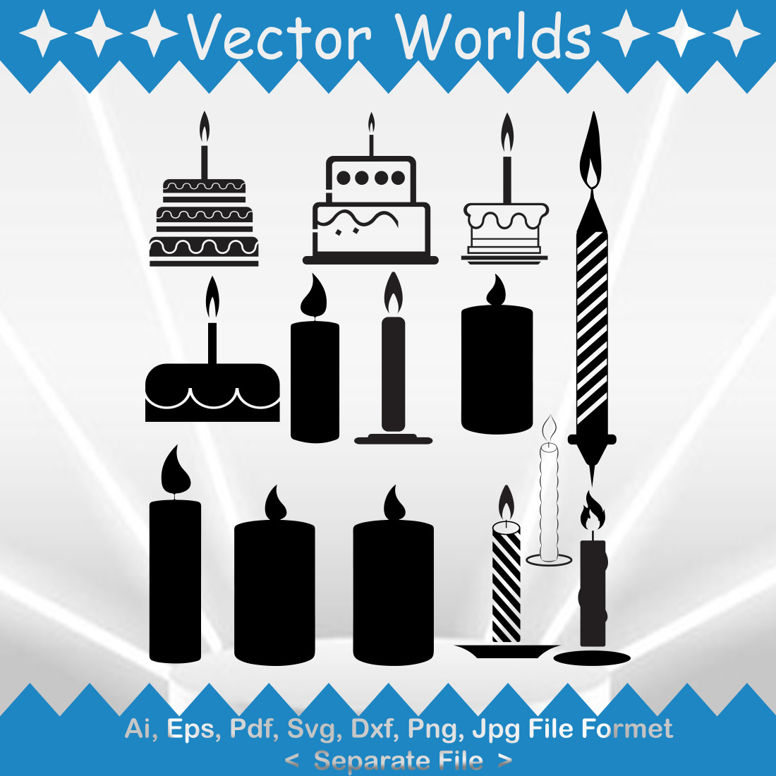 Cake candle SVG Vector Design preview image.