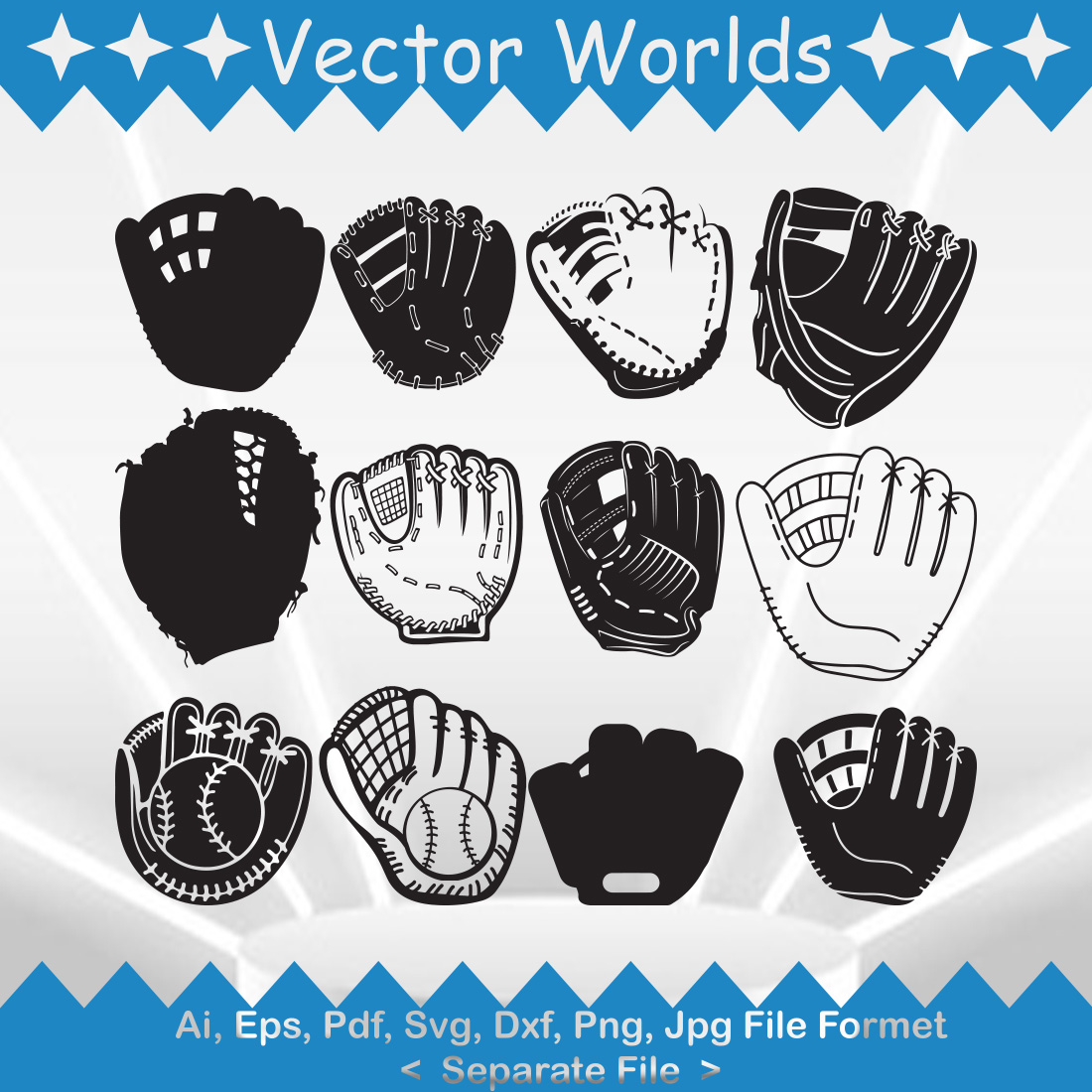 Baseball Gloves SVG Vector Design preview image.