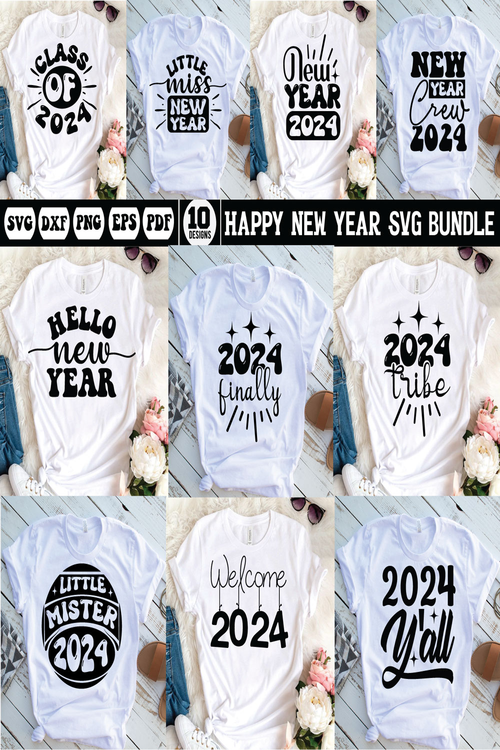 happy new year svg bundle vol-3 pinterest preview image.