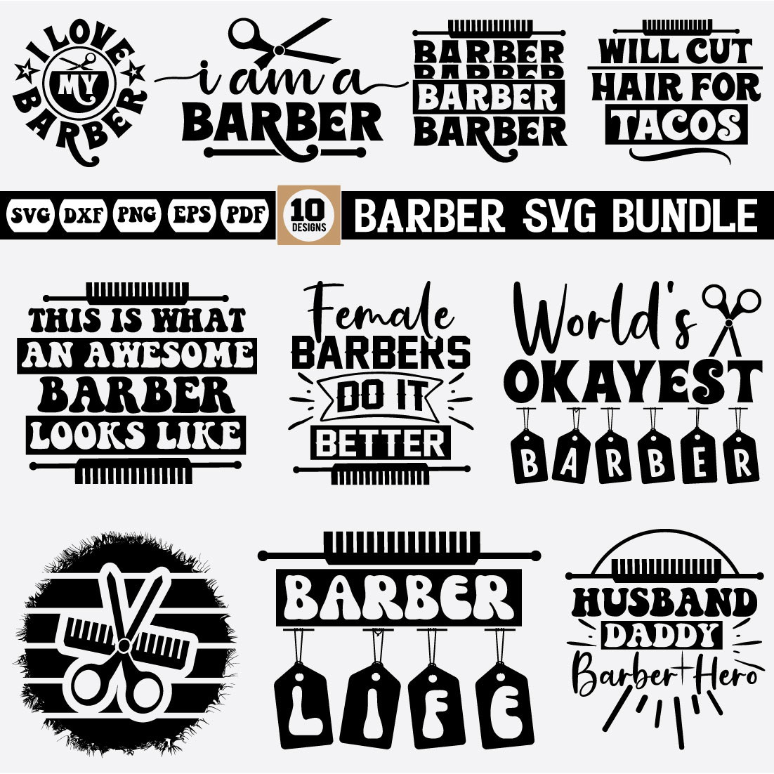 Barber Svg Bundle cover image.