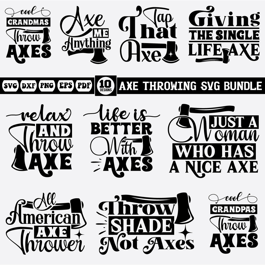 Axe Throwing svg bundle cover image.