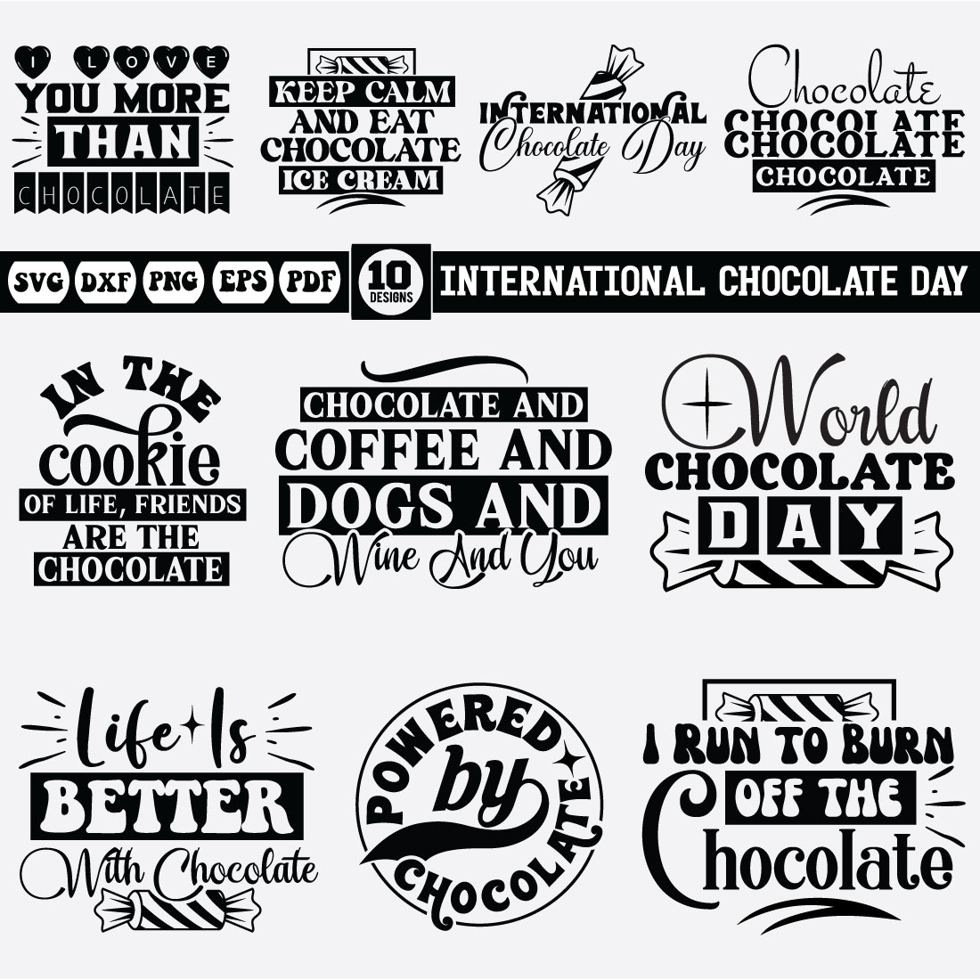 International Chocolate Day svg bundle preview image.