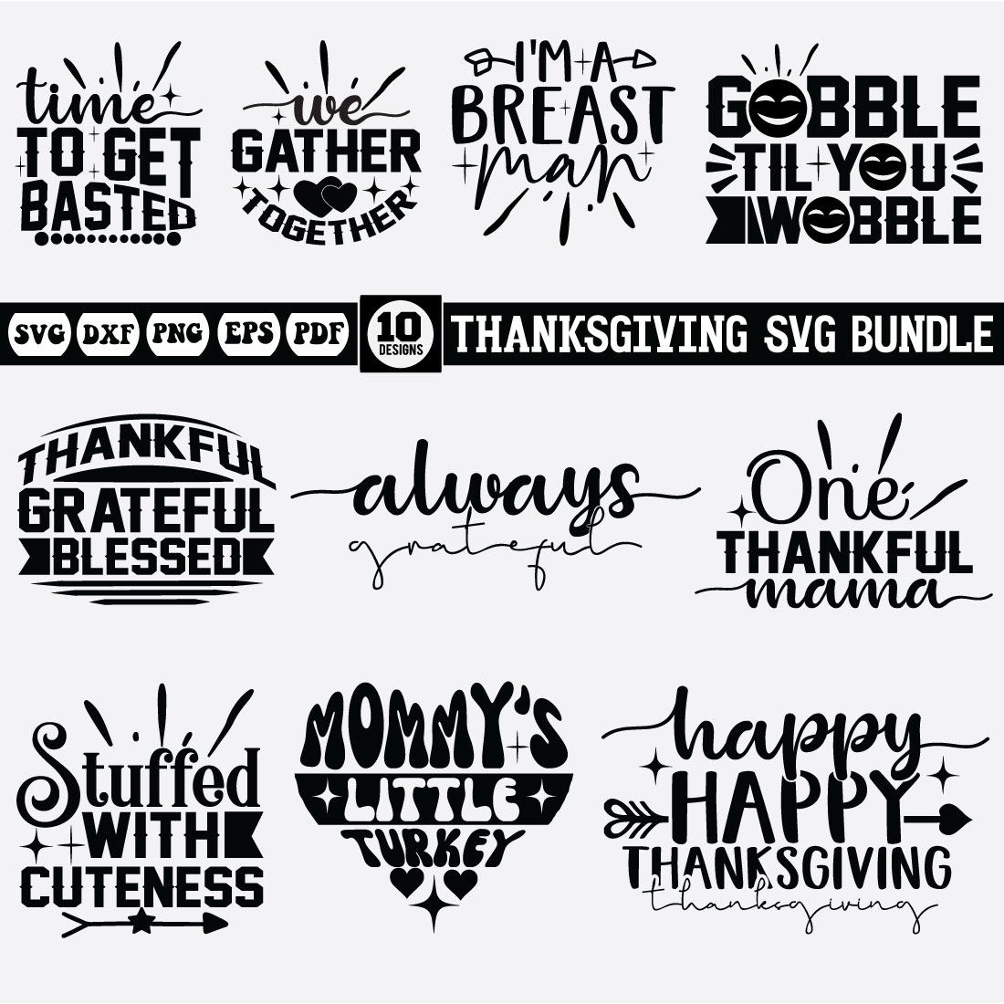 Thanksgiving SVG Bundle preview image.