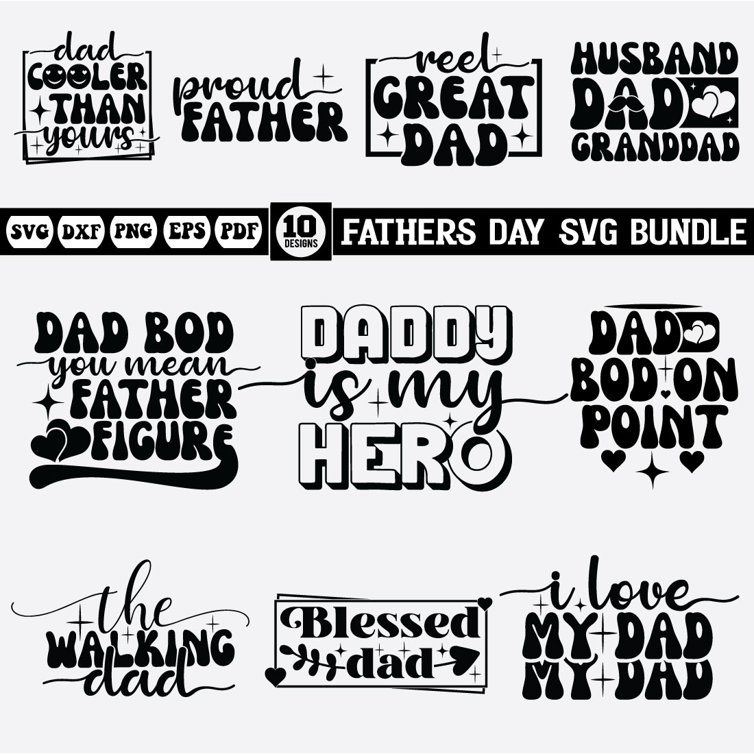 Father's Day Svg design bundle preview image.