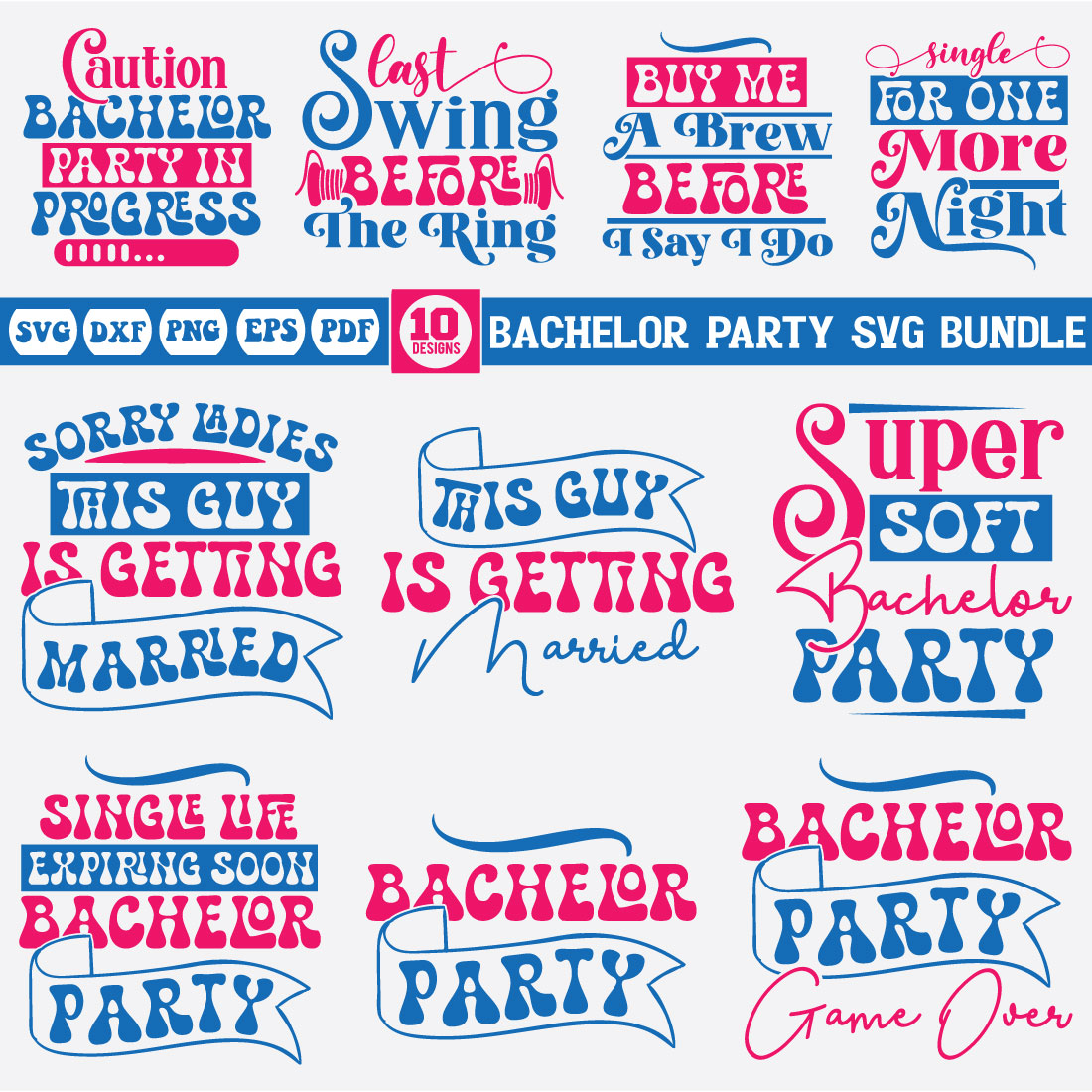 Bachelor Party svg bundle preview image.