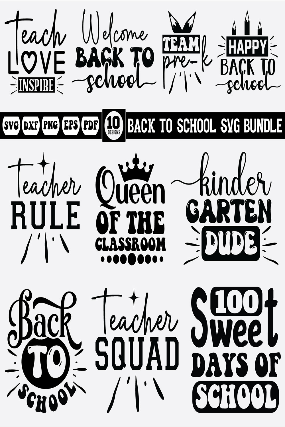 back to school svg bundle Vol-19 pinterest preview image.