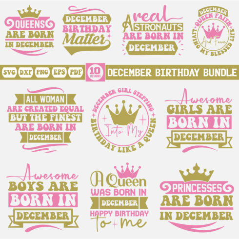 december birthday Svg Bundle cover image.