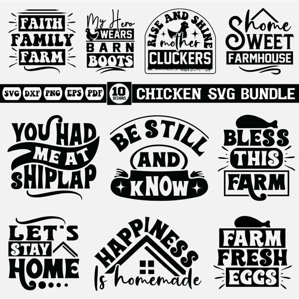 Vector Lettering Chicken Bundle Chicken Svg Bundle - MasterBundles