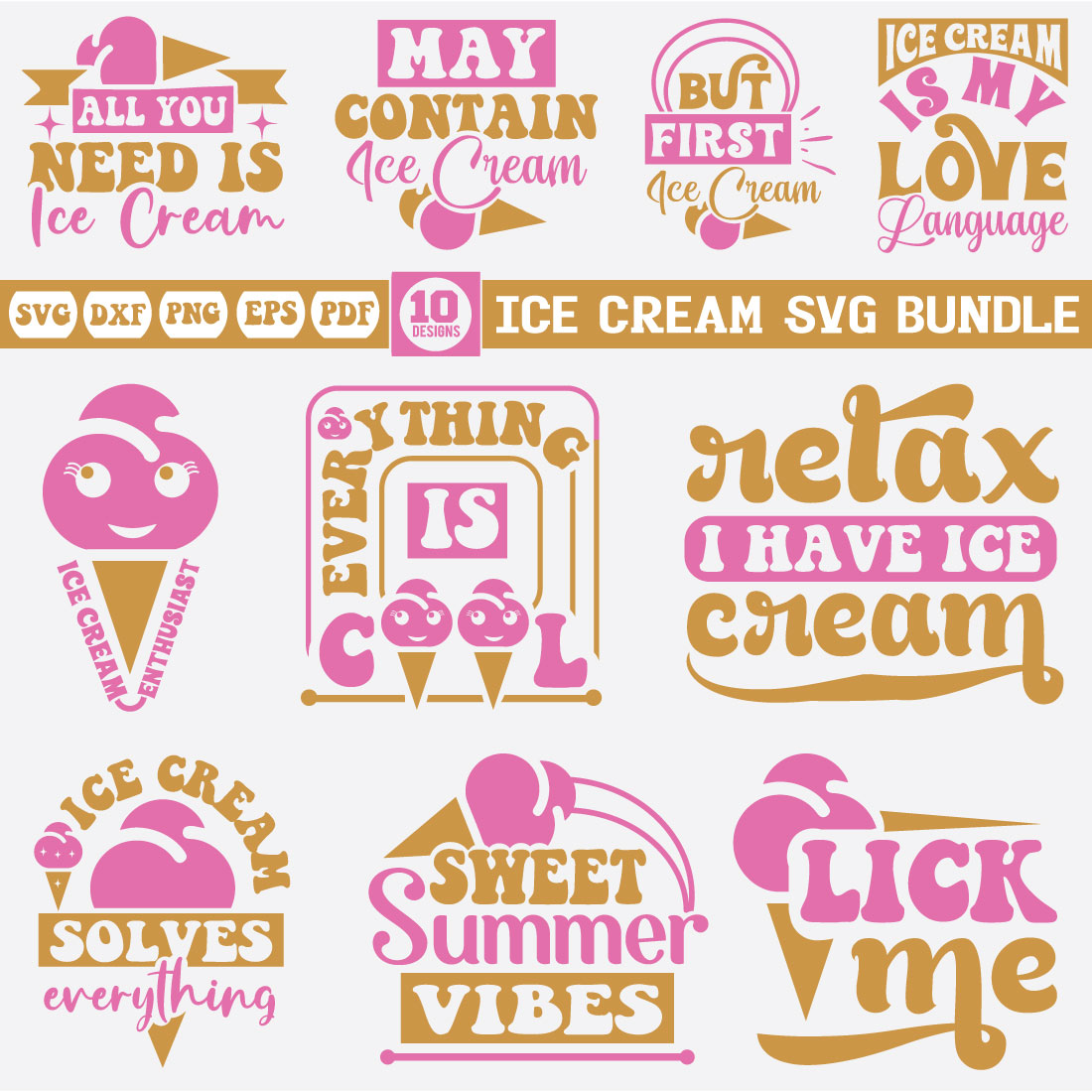 ice cream svg bundle preview image.