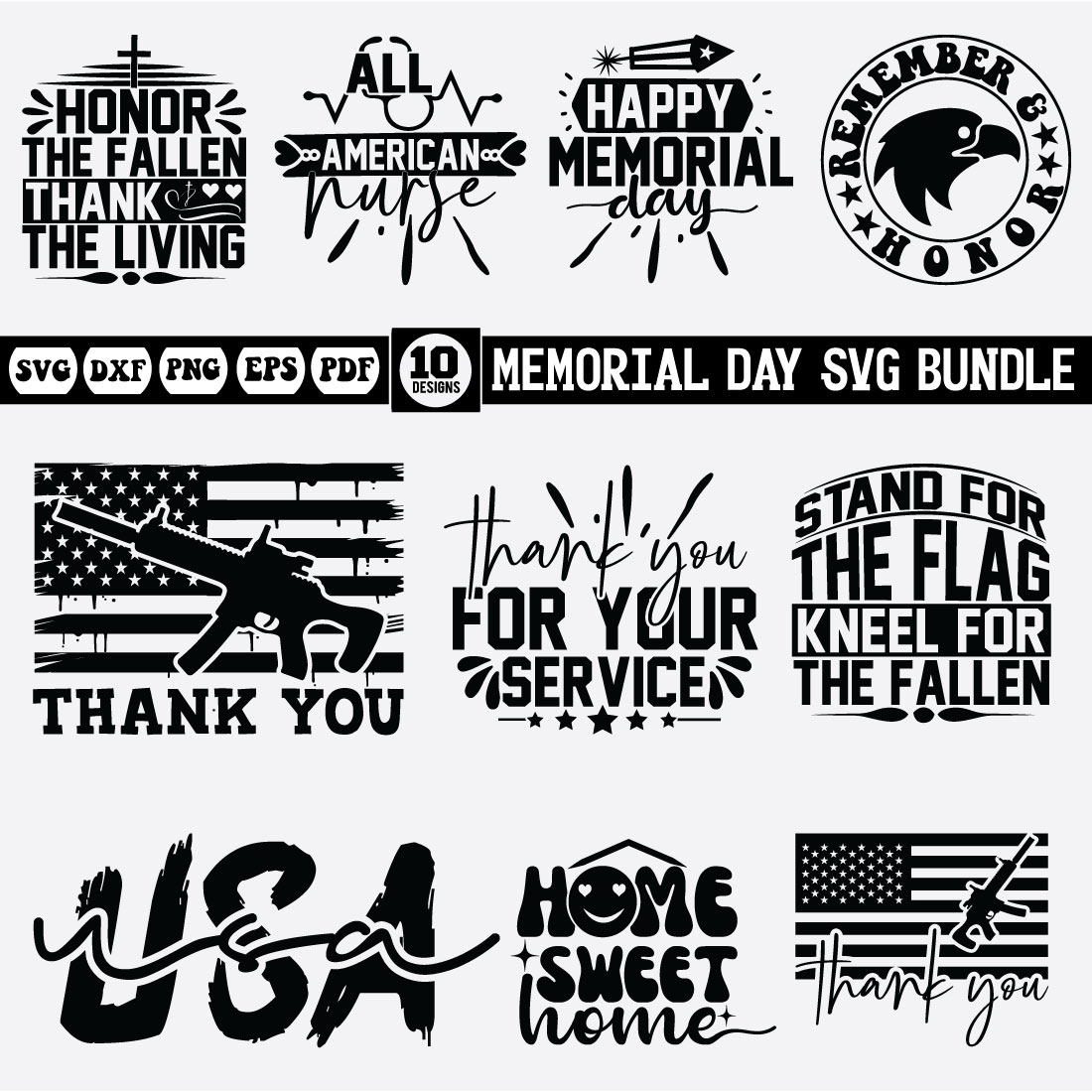 memorial day Svg design bundle preview image.